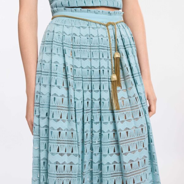 Elie Saab Macramé Skirt in Blue featuring  – Luxury Designer Fashion at Coveti.
