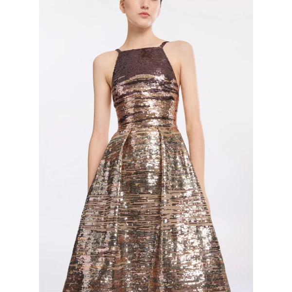 Elie Saab Sequin Embroidered Midi Dress, view 5