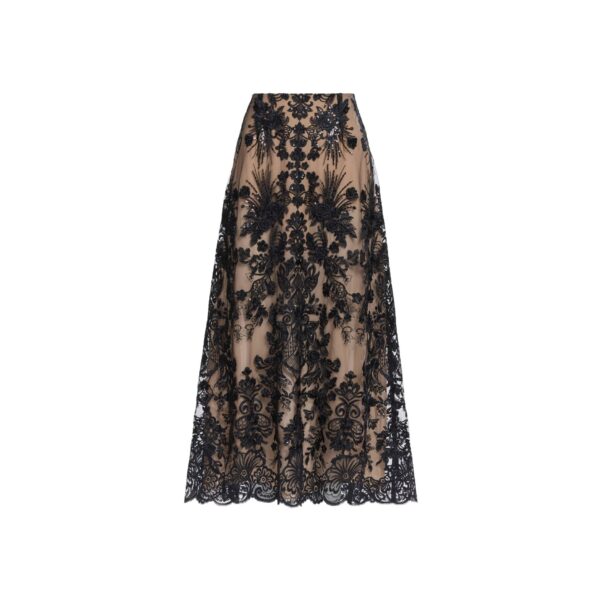 Elie Saab Sequin Embroidered Skirt in Black featuring 48% Silk