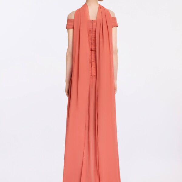 Elie Saab Silk And Lace Dress in Orange featuring  – Luxury Designer Fashion at Coveti.