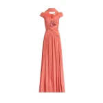 Elie Saab Silk And Lace Dress in Orange featuring  – Luxury Designer Fashion at Coveti.