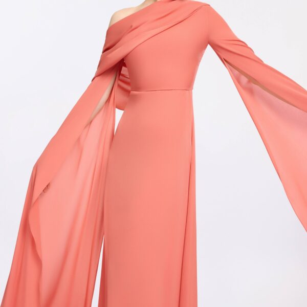 Elie Saab Silk Long Dress in Orange featuring 100% Silk – Luxury Designer Fashion at Coveti.