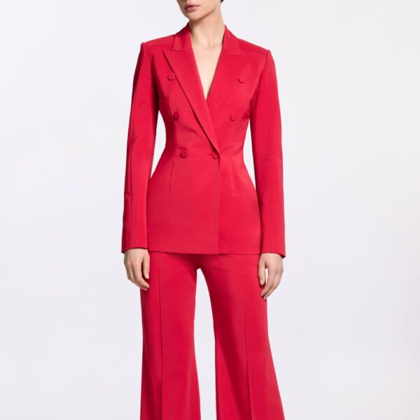 Elie Saab Tailored Cady Blazer in Red featuring  – Luxury Designer Fashion at Coveti.