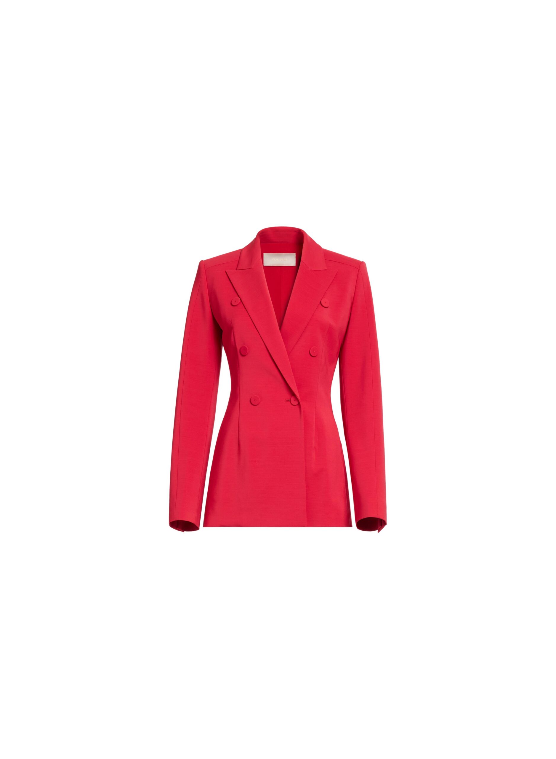 Elie Saab Tailored Cady Blazer in Red featuring  – Luxury Designer Fashion at Coveti.