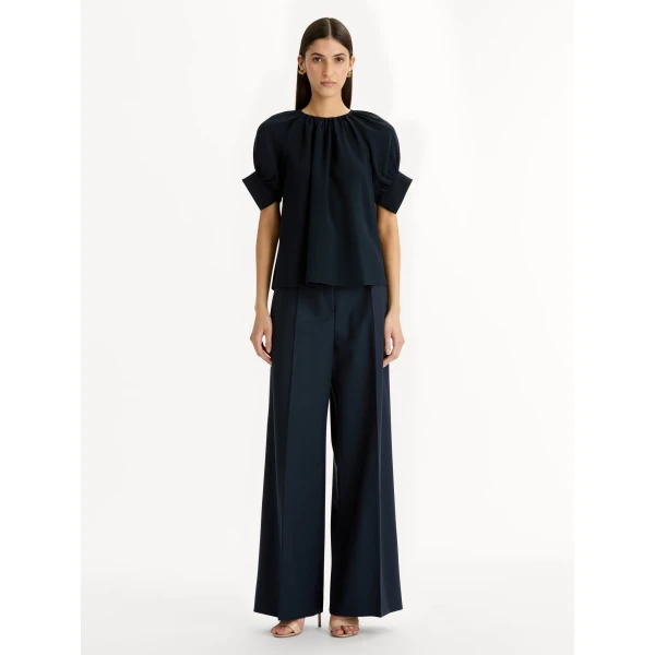 Oscar de la Renta Gathered Silk Georgette Blouse - Tops - American Luxury Evening Wear at Coveti