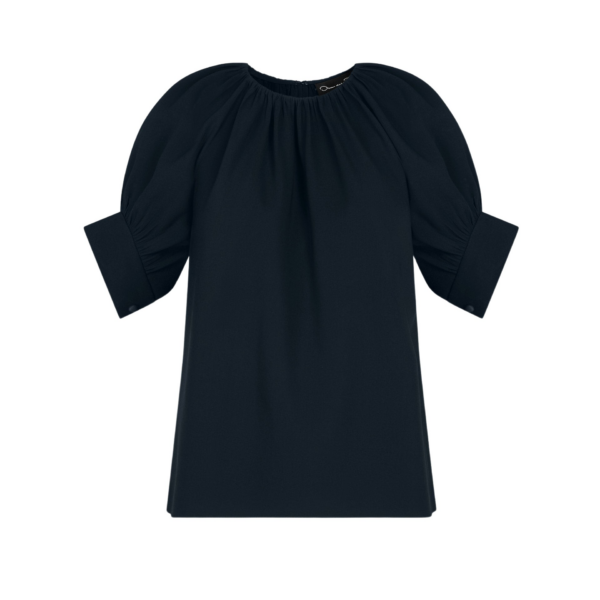 Oscar de la Renta Gathered Silk Georgette Blouse - Tops - American Luxury Evening Wear at Coveti