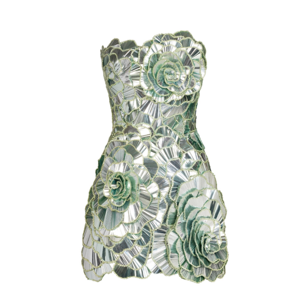 Oscar de la Renta Geometric Sequin Rosette Mini Dress - Dresses - American Luxury Evening Wear at Coveti