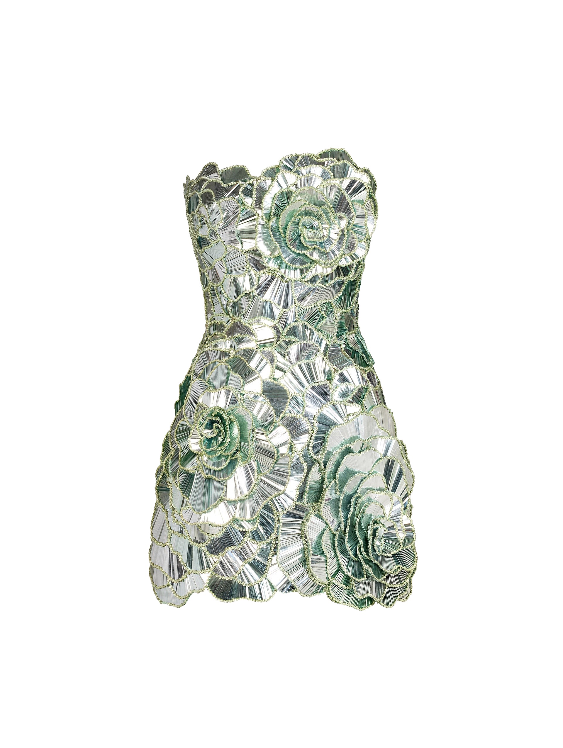 Oscar de la Renta Geometric Sequin Rosette Mini Dress