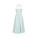 Oscar de la Renta Gingham Bustier Wool-Blend Dress - Dresses - American Luxury Evening Wear at Coveti