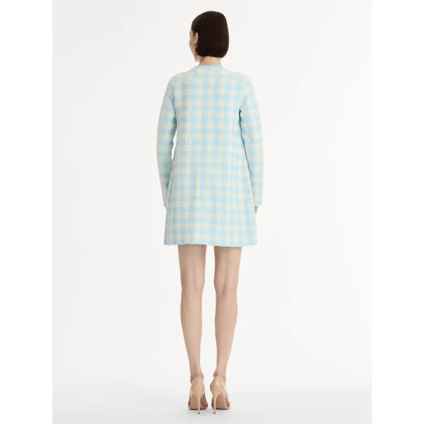 Oscar de la Renta Gingham Coat with Floral Appliqué - Coats - American Luxury Evening Wear at Coveti