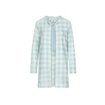 Oscar de la Renta Gingham Coat with Floral Appliqué - Coats - American Luxury Evening Wear at Coveti