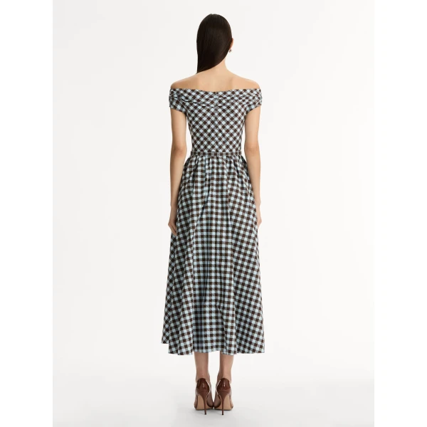 Oscar de la Renta Gingham Cotton Poplin Dress - Dresses - American Luxury Evening Wear at Coveti
