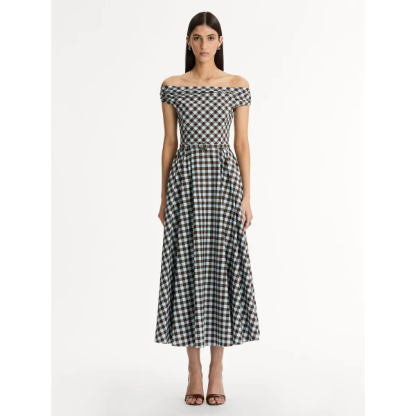Oscar de la Renta Gingham Cotton Poplin Dress - Dresses - American Luxury Evening Wear at Coveti