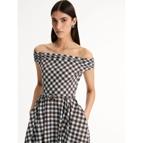 Oscar de la Renta Gingham Cotton Poplin Dress - Dresses - American Luxury Evening Wear at Coveti
