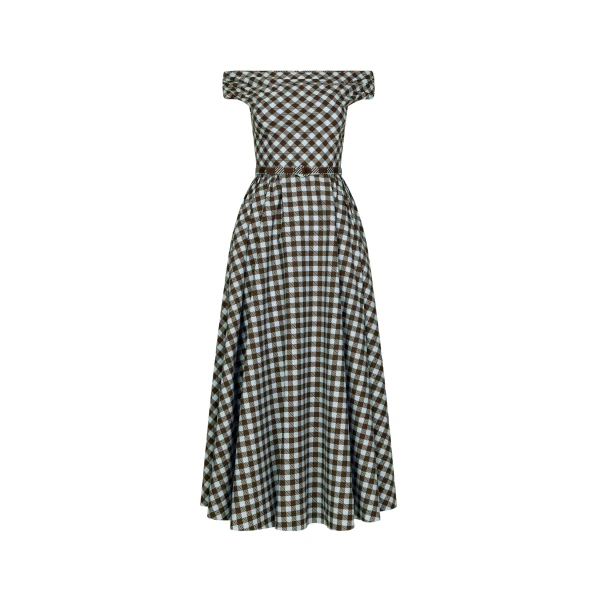Oscar de la Renta Gingham Cotton Poplin Dress - Dresses - American Luxury Evening Wear at Coveti