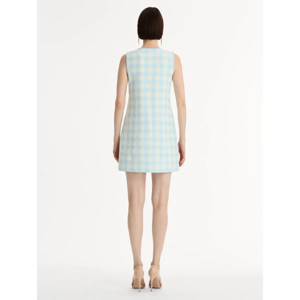 Oscar de la Renta Gingham Jacquard Shift Dress - Dresses - American Luxury Evening Wear at Coveti