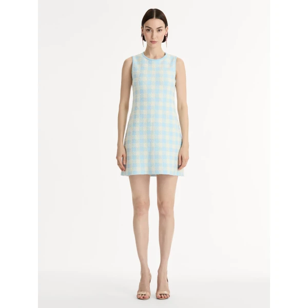 Oscar de la Renta Gingham Jacquard Shift Dress - Dresses - American Luxury Evening Wear at Coveti