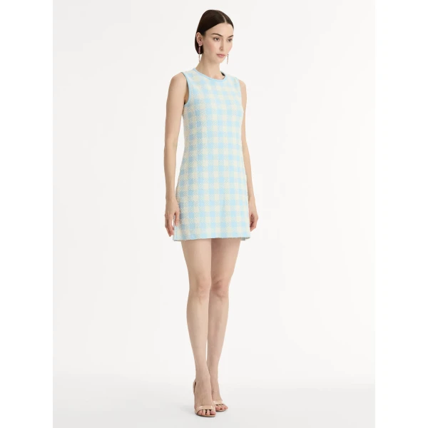 Oscar de la Renta Gingham Jacquard Shift Dress - Dresses - American Luxury Evening Wear at Coveti