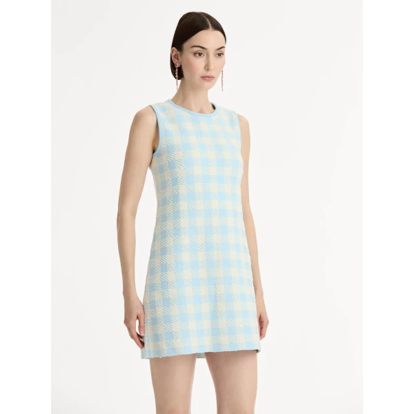 Oscar de la Renta Gingham Jacquard Shift Dress - Dresses - American Luxury Evening Wear at Coveti