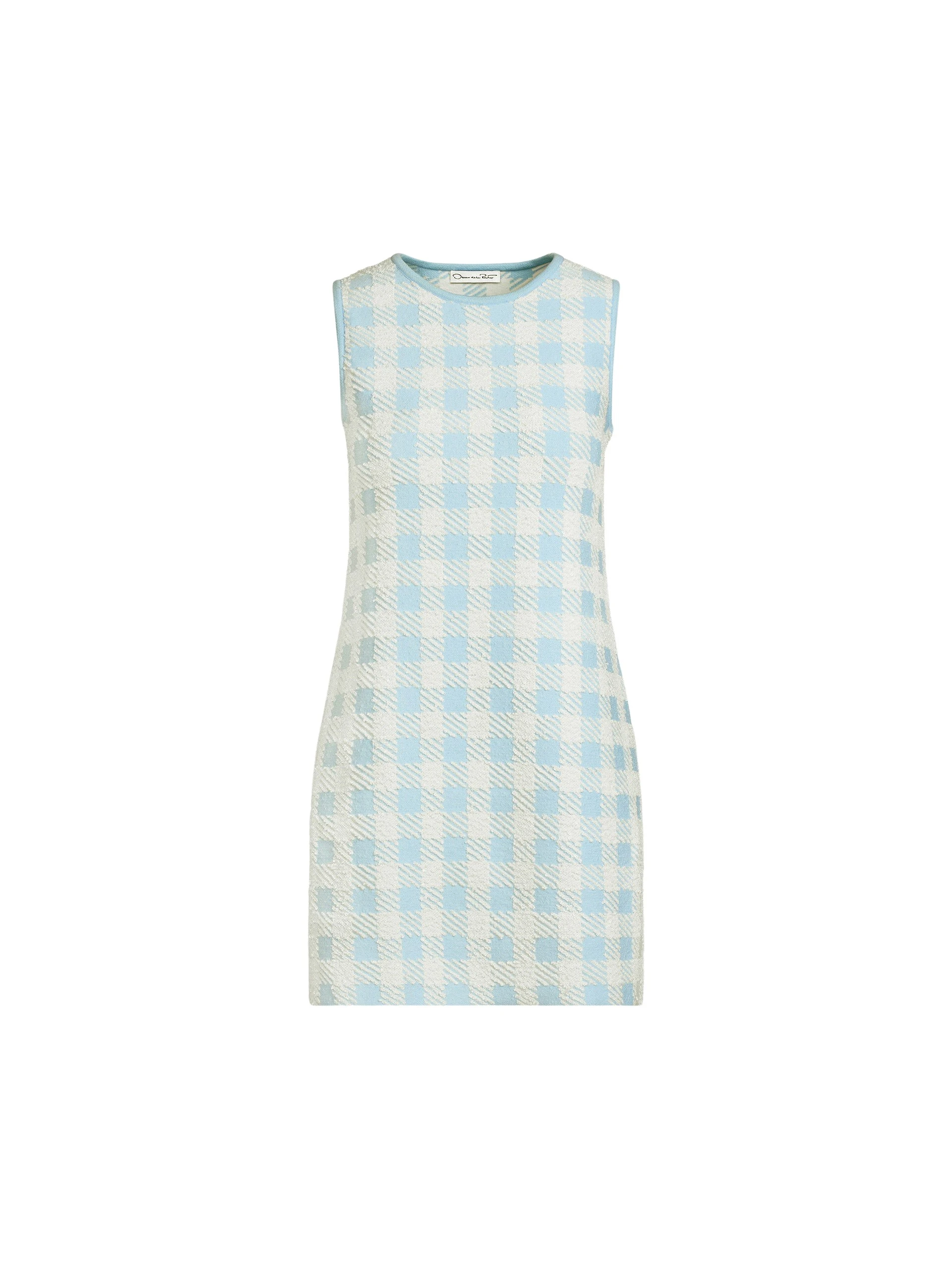 Oscar de la Renta Gingham Jacquard Shift Dress - Dresses - American Luxury Evening Wear at Coveti