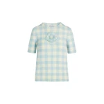 Oscar de la Renta Gingham Pullover with Floral Appliqué - Knitwear - American Luxury Evening Wear at Coveti