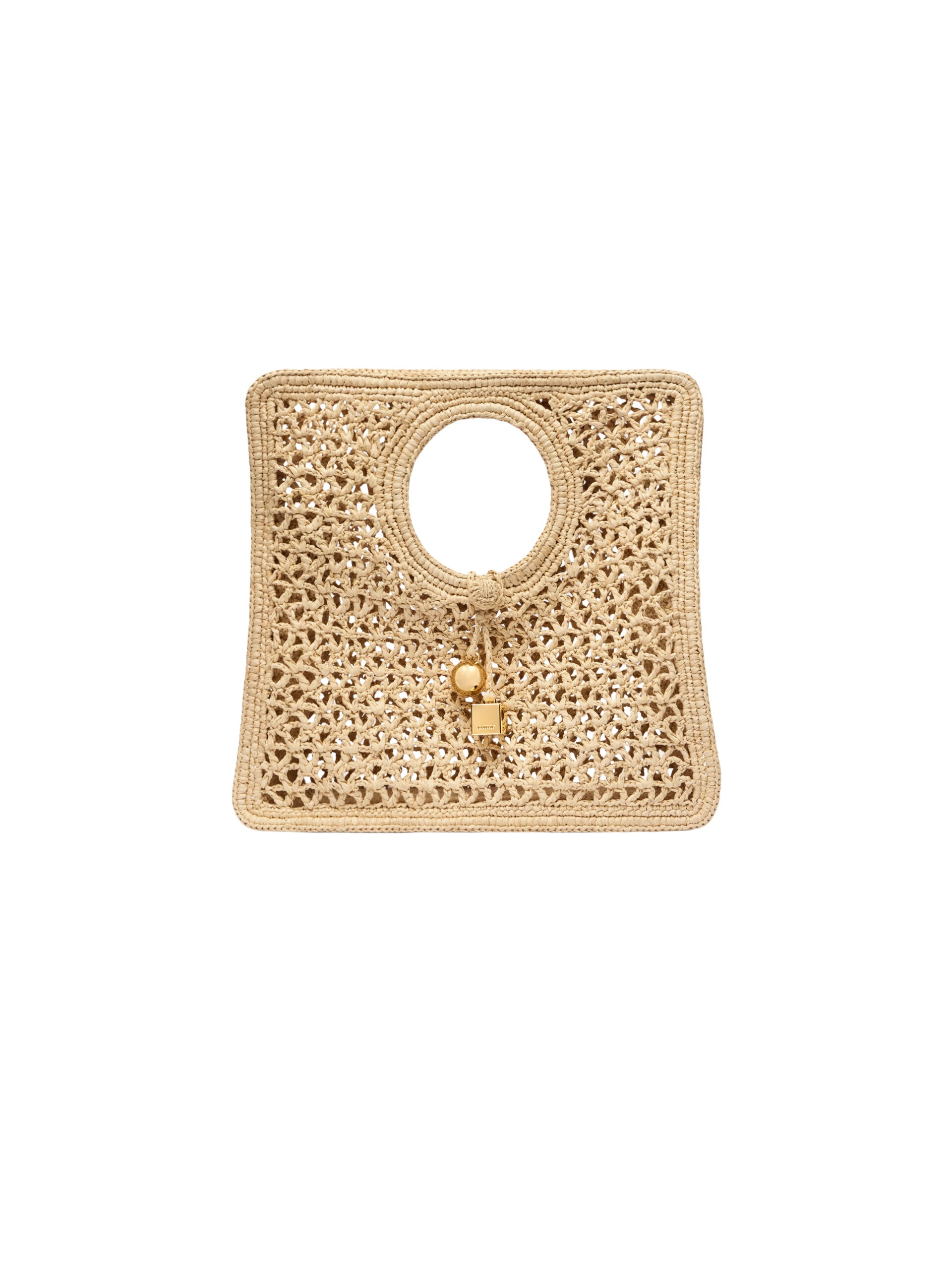 JACQUEMUS The Spiaggia small square bag Small square raffia bag.