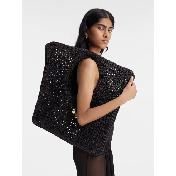 JACQUEMUS The Spiaggia square bag Raffia square bag., view 6