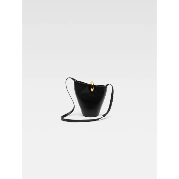 JACQUEMUS The small Bambola Asymmetric mini bucket bag., view 3