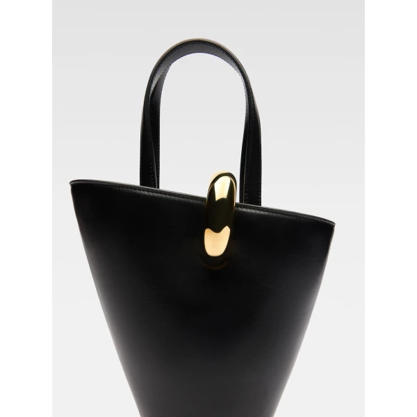 JACQUEMUS The small Bambola Asymmetric mini bucket bag., view 4