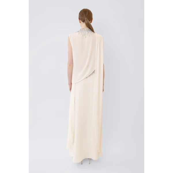 LAPOINTE Georgette Maxi Skirt With Embroidery - Ivory Skirts - New York Luxury Fashion at Coveti