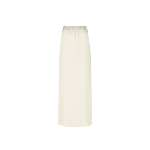 LAPOINTE Georgette Maxi Skirt With Embroidery - Ivory Skirts - New York Luxury Fashion at Coveti