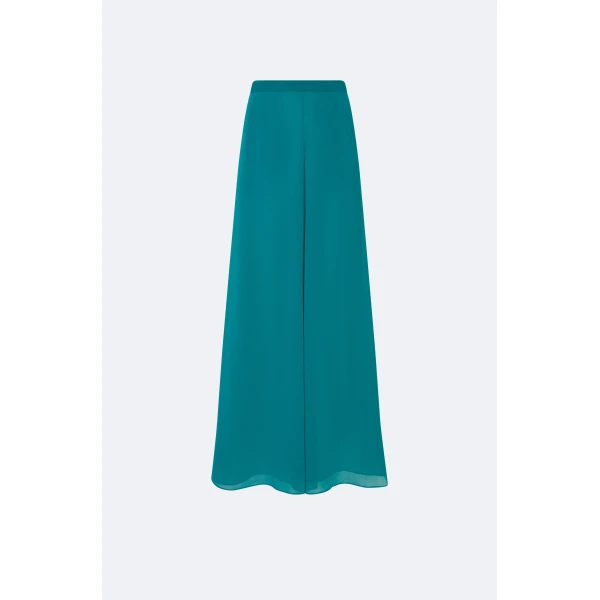 LAPOINTE Lightweight Georgette Wide Leg Pant With Pockets - Blue Pants - New York Luxury Fashion at Coveti