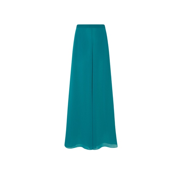 LAPOINTE Lightweight Georgette Wide Leg Pant With Pockets - Blue Pants - New York Luxury Fashion at Coveti