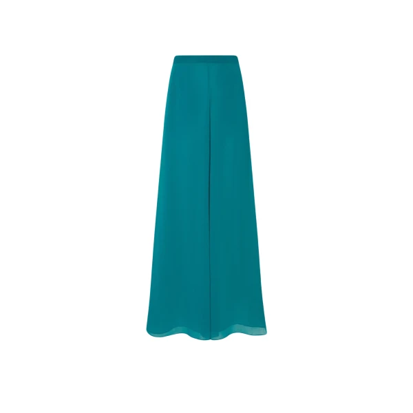 LAPOINTE Lightweight Georgette Wide Leg Pant With Pockets - Blue Pants - New York Luxury Fashion at Coveti