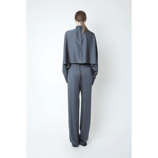 LAPOINTE Lightweight Satin Belted Pant - Grey Pants - New York Luxury Fashion at Coveti