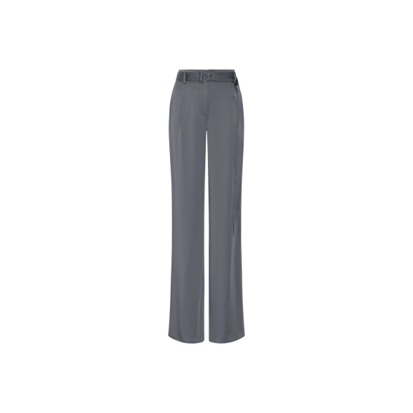 LAPOINTE Lightweight Satin Belted Pant - Grey Pants - New York Luxury Fashion at Coveti
