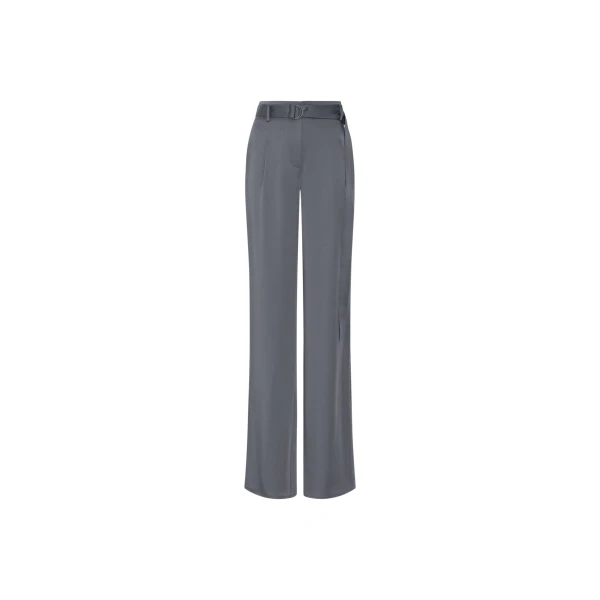 LAPOINTE Lightweight Satin Belted Pant - Grey Pants - New York Luxury Fashion at Coveti
