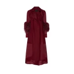 LAPOINTE Organza Sheer Duster With Feathers - Red Coats - New York Luxury Fashion at Coveti