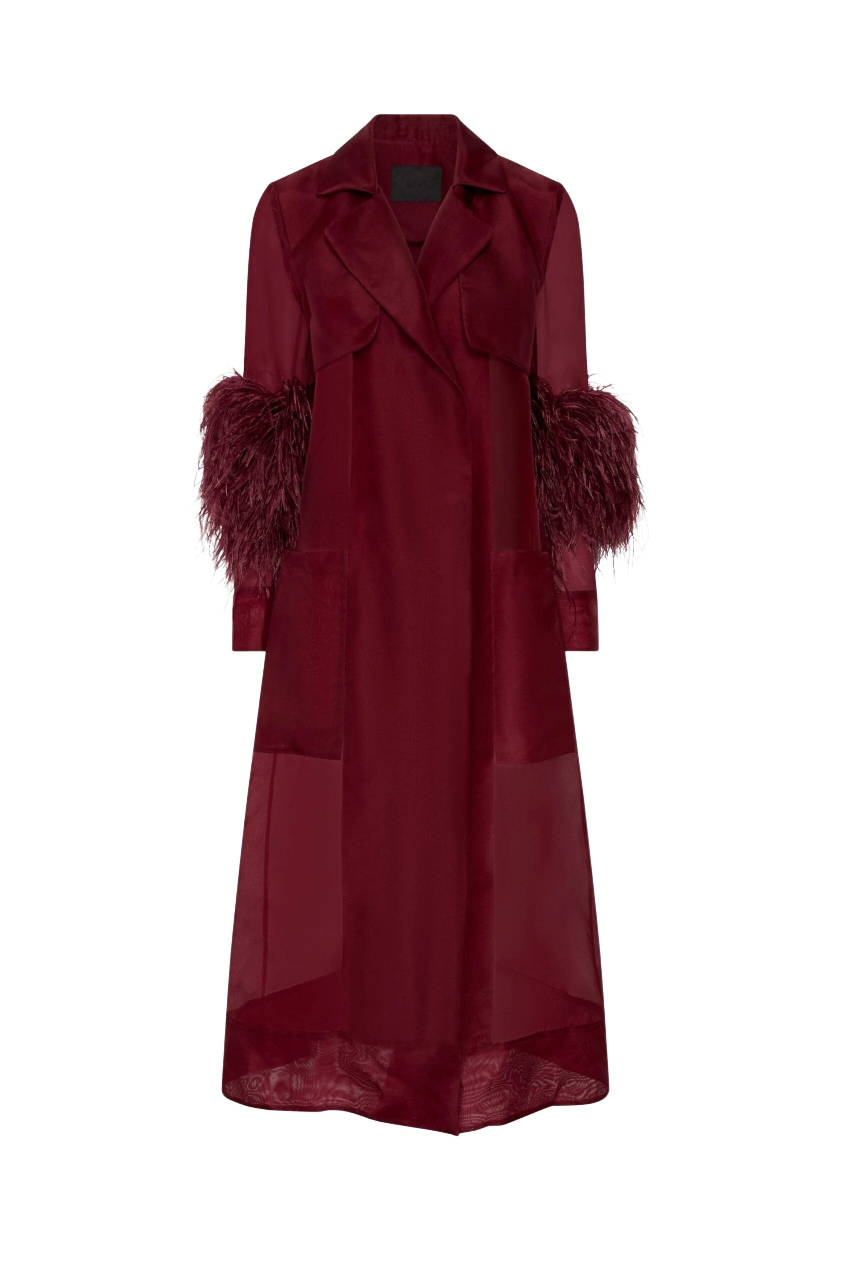 Lapointe-Organza-Sheer-Duster-With-Feathers-scaled47051_nobg LAPOINTE Organza Sheer Duster With Feathers - Red Coats - New York Luxury Fashion at Coveti