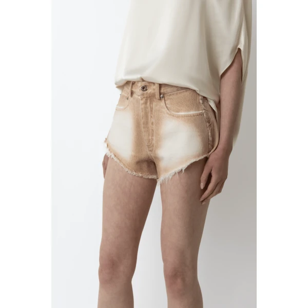 LAPOINTE Pigment Denim Base Mini Short - Beige Shorts - New York Luxury Fashion at Coveti