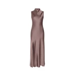 LAPOINTE Satin Drape Neck Sleeveless Gown - Brown Dresses - New York Luxury Fashion at Coveti