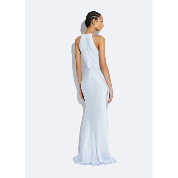 LAPOINTE Satin Halter Gown - Blue Dresses - New York Luxury Fashion at Coveti