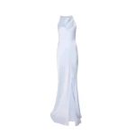 LAPOINTE Satin Halter Gown - Blue Dresses - New York Luxury Fashion at Coveti