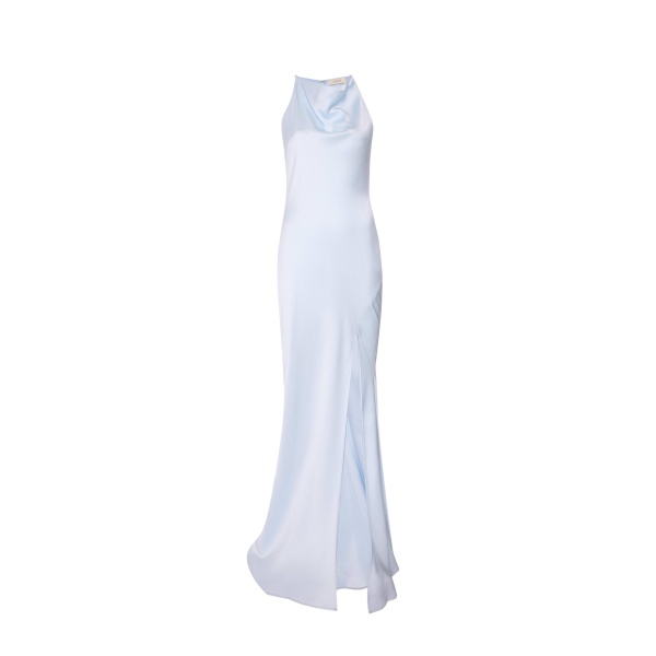 LAPOINTE Satin Halter Gown - Blue Dresses - New York Luxury Fashion at Coveti