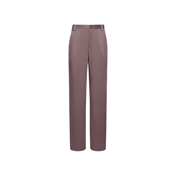 LAPOINTE Satin Relaxed Pleated Pant - Brown Pants - New York Luxury Fashion at Coveti