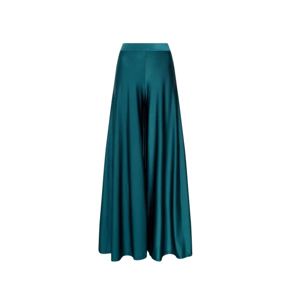 LAPOINTE Shine Jersey Wide Leg Pant - Blue Pants - New York Luxury Fashion at Coveti