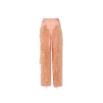 LAPOINTE Silky Twill Relaxed Pleated Pant With Feathers - Pink Pants - New York Luxury Fashion at Coveti