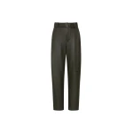 LAPOINTE Stretch Faux Leather Belted Tapered Trouser - Green Pants - New York Luxury Fashion at Coveti