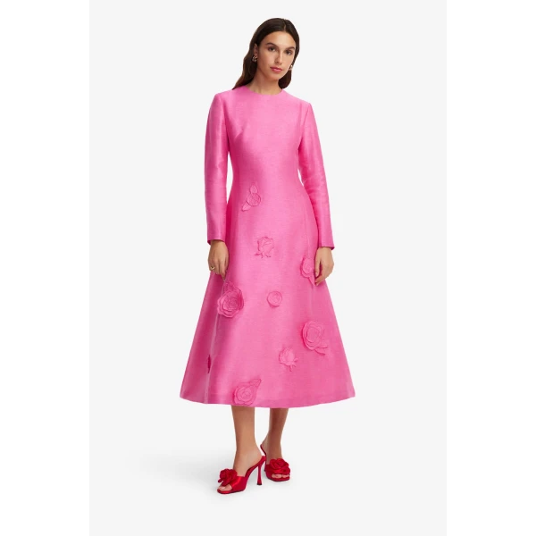 Leo Lin Amira Long Sleeve Petal Midi Dress - Leo Lin Dress - Australian Luxury Fashion - Shop at Coveti