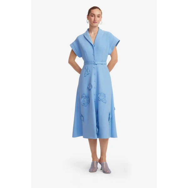 Leo Lin Aubrey Appliqué Shirt Midi Dress - Leo Lin Dress - Australian Luxury Fashion - Shop at Coveti
